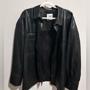 Abercrombie & Fitch Black Leather Shirt Jacket